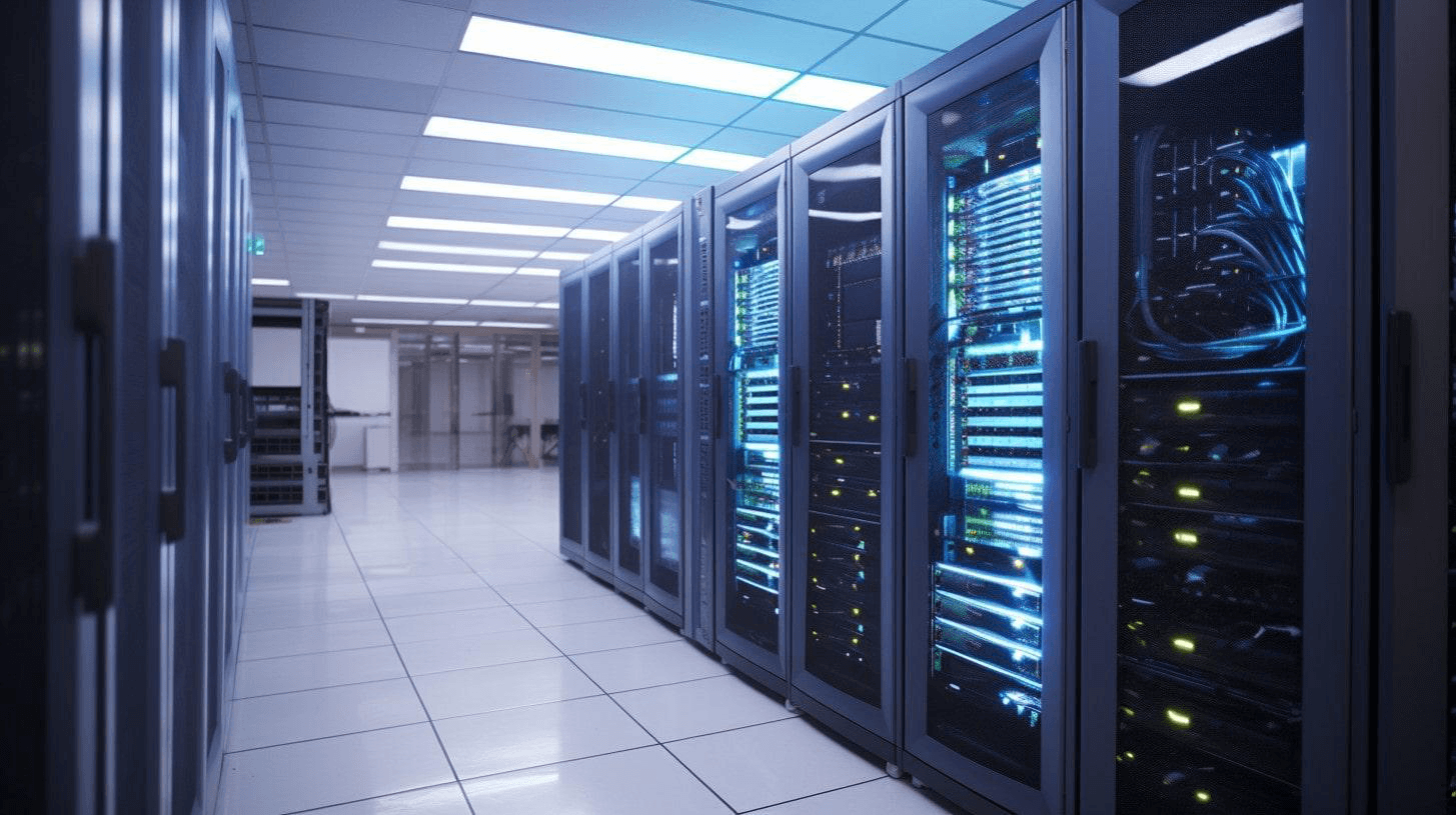 Datacenter aisle with server racks